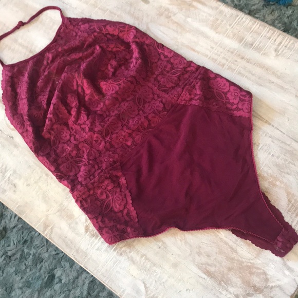Free People Dance Around Lace Bodysuit {Burg} M - Picture 4 of 7